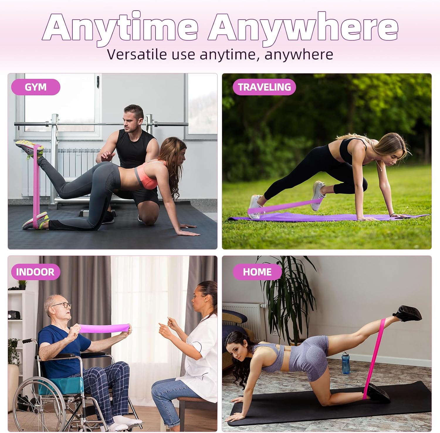 Resistance Loop Exercise Bands Set of 5 Home Fitness 12in Assorted