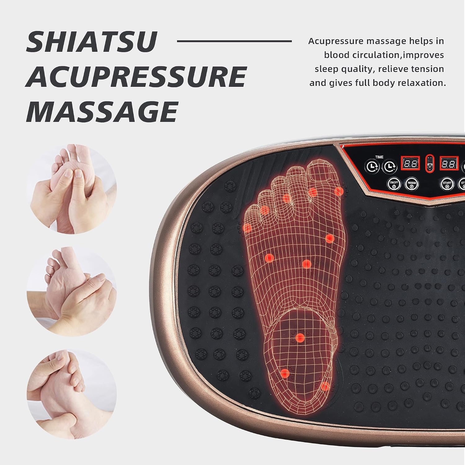 FitMaxx 3D XL Vibration Plate Exercise Machine with Loop Bands Brown