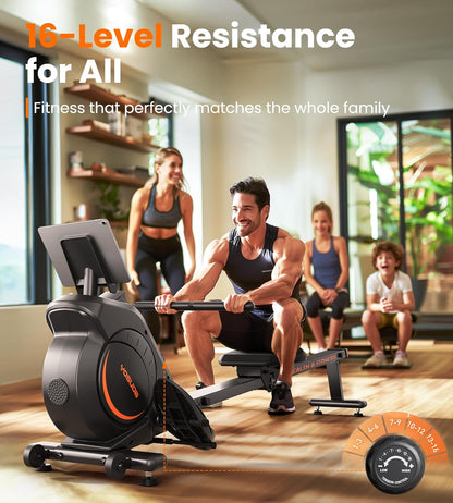 Magnetic Rowing Machine with 16 Resistance Levels and LCD Monitor
