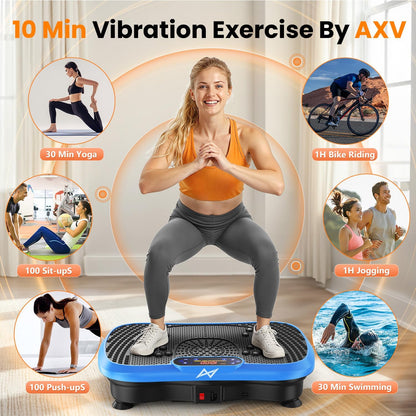 Vibration Plate Fitness Platform Exercise Machine with Resistance Bands Blue