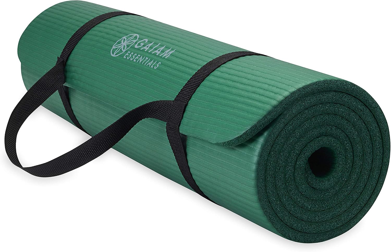 Thick Yoga Mat Pilates Exercise 0.4in Workout Mat with Carrying Strap Green