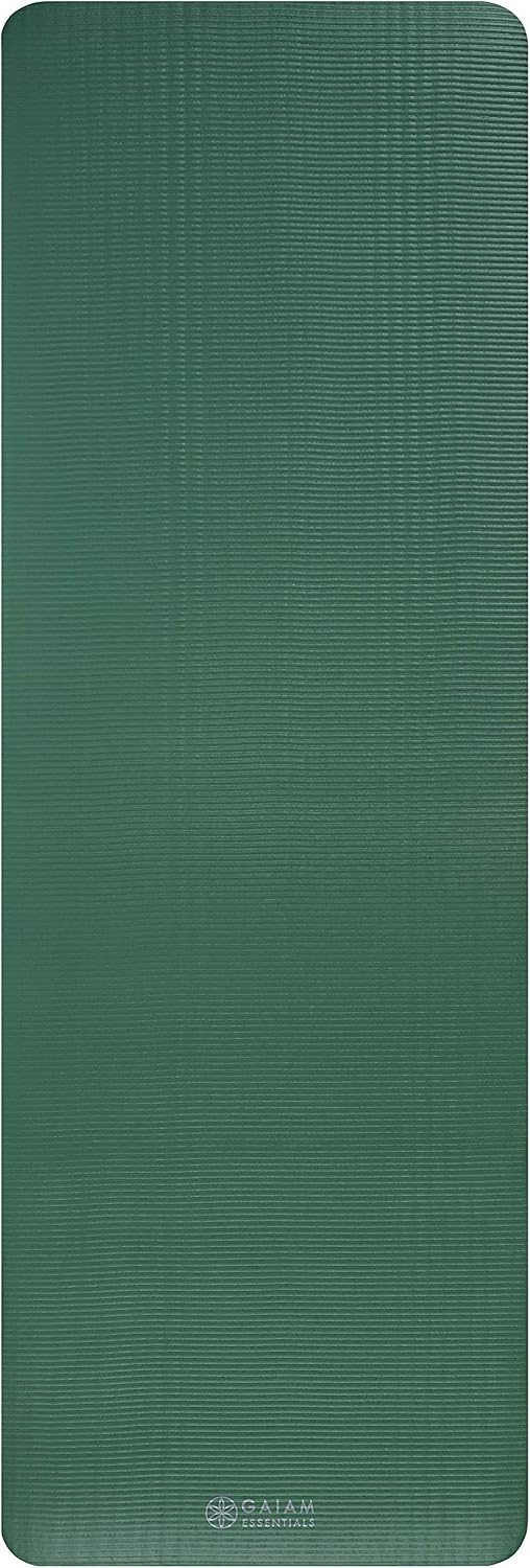 Thick Yoga Mat Pilates Exercise 0.4in Workout Mat with Carrying Strap Green