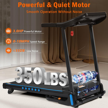 Incline Treadmill for Home 3.0 HP Quiet Motor 350lb Capacity Black 78055