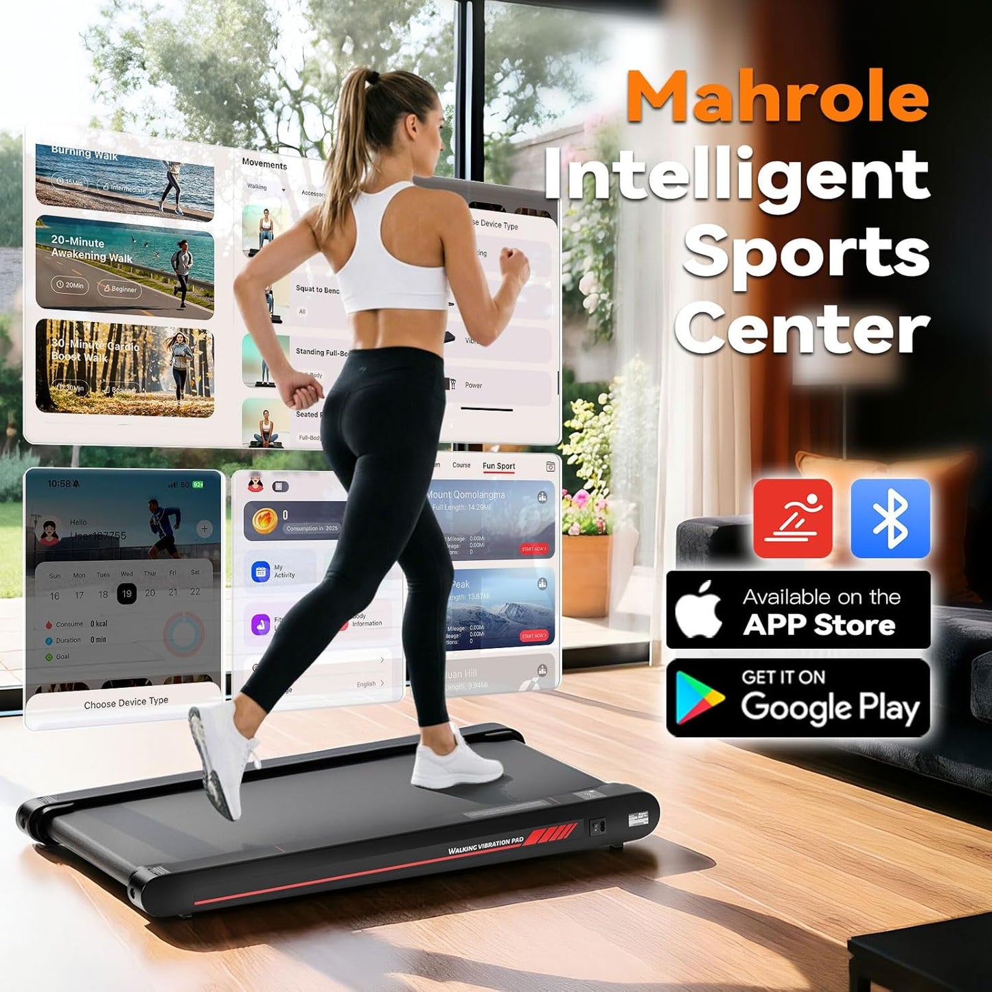 3-in-1 Walking Pad with Vibration Plate 400W Portable Under Desk Treadmill