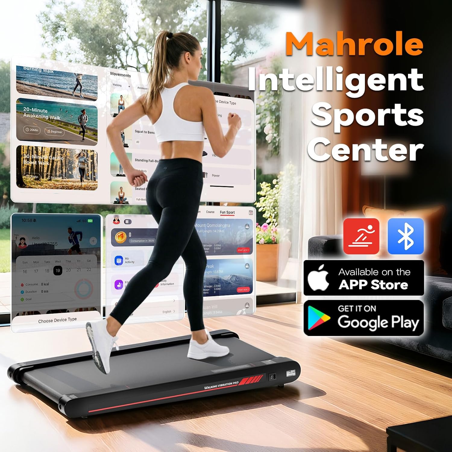 3-in-1 Walking Pad with Vibration Plate 400W Portable Under Desk Treadmill