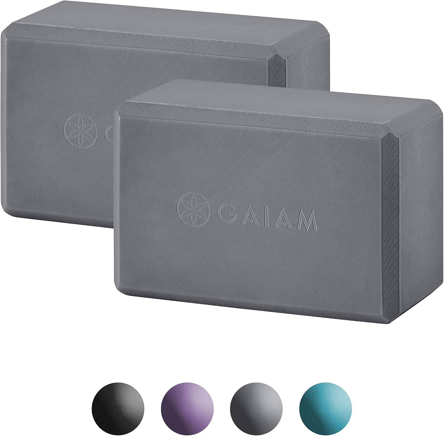 Supportive Latex-Free Eva Foam Yoga Block 2-Pack Grey