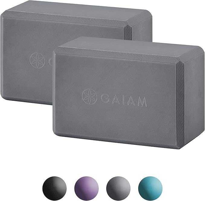 Supportive Latex-Free Eva Foam Yoga Block 2-Pack Grey