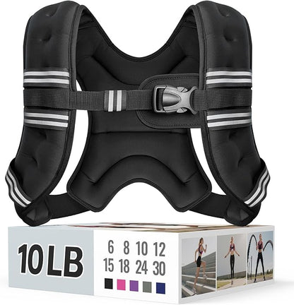 Weighted Vest Reflective Stripe Adjustable Buckle Comfortable Durable 10lb Unisex