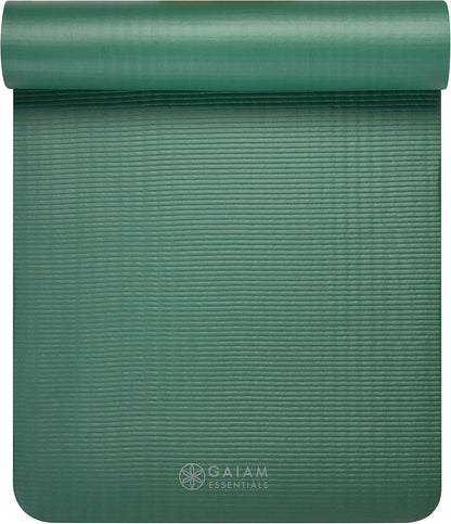 Thick Yoga Mat Pilates Exercise 0.4in Workout Mat with Carrying Strap Green