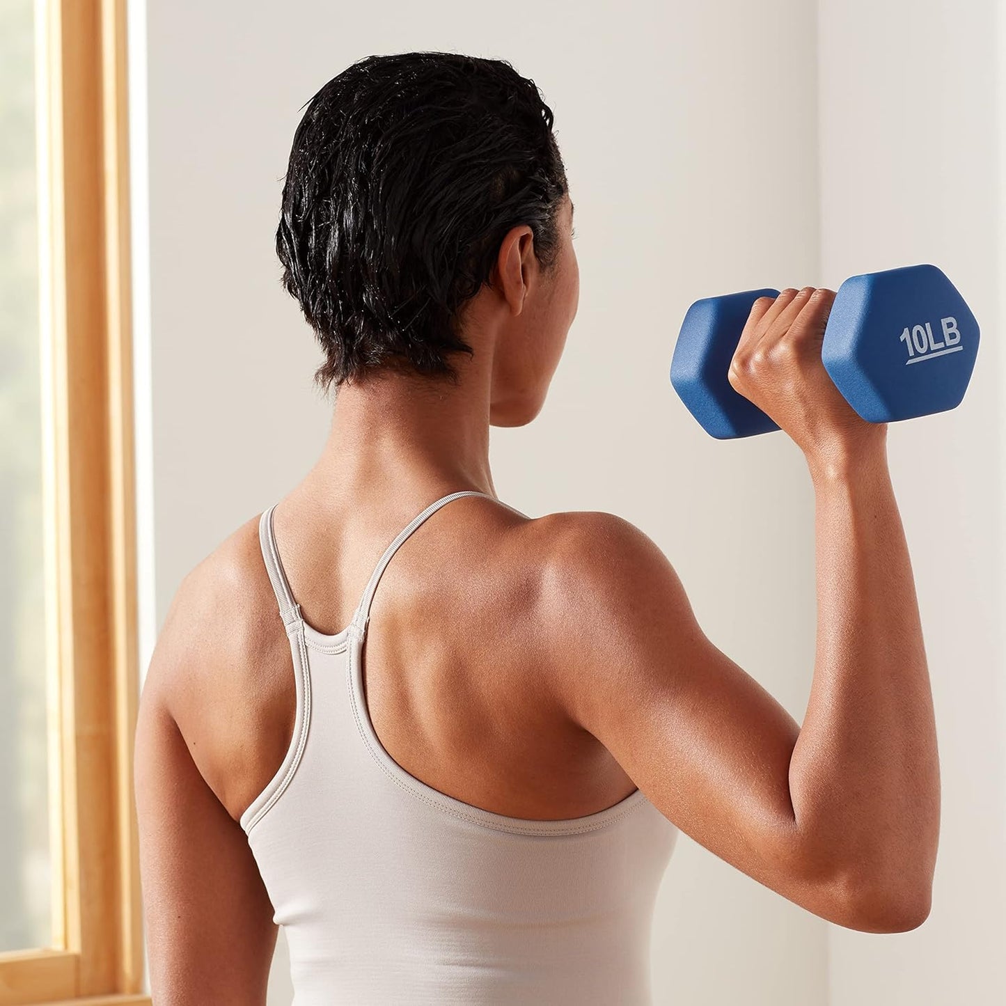Neoprene Dumbbell Hand Weights for Exercise and Muscle Toning 10lb Pair Navy Blue
