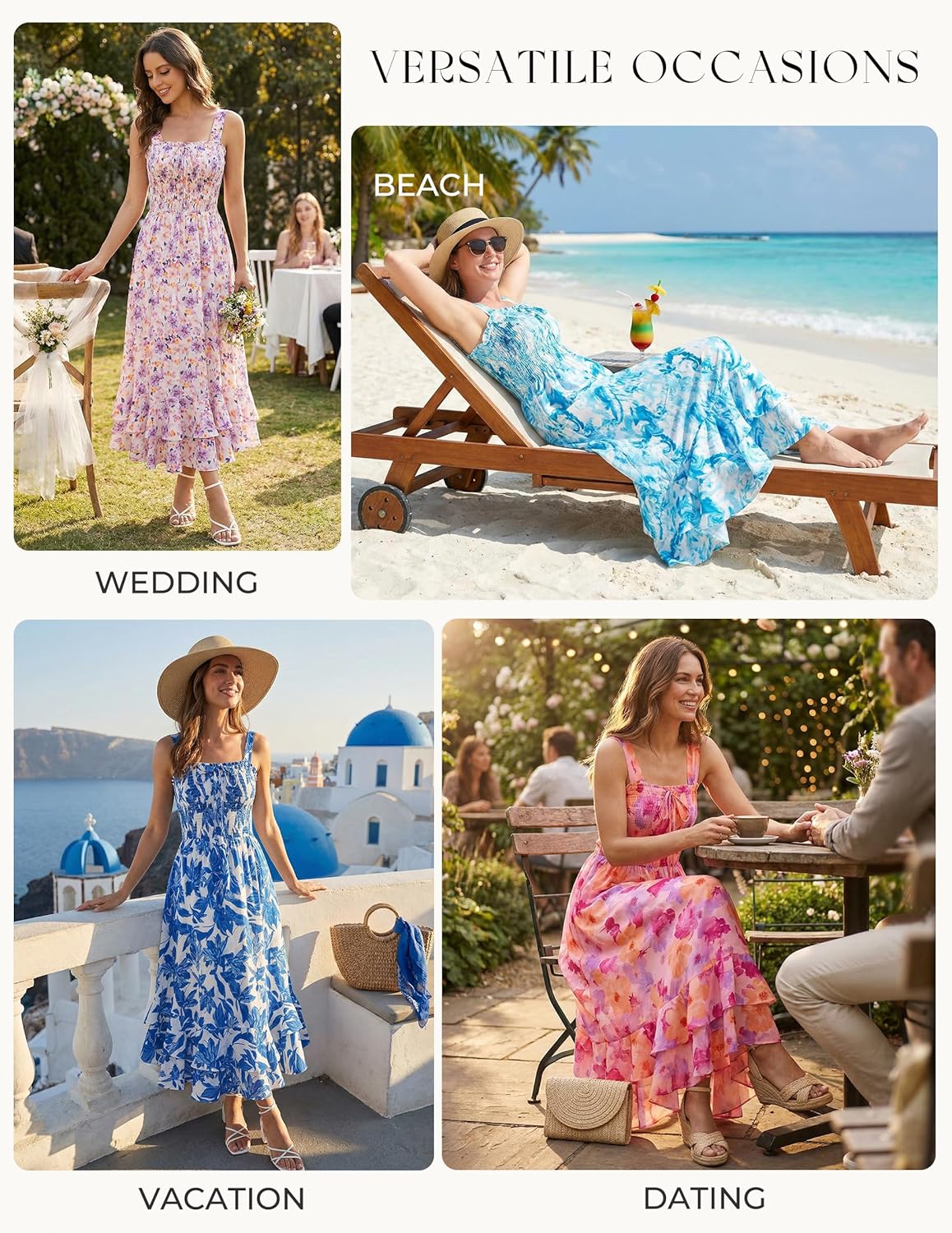 GRACE KARIN Women's Floral Boho Maxi Dress Square Neck Sleeveless