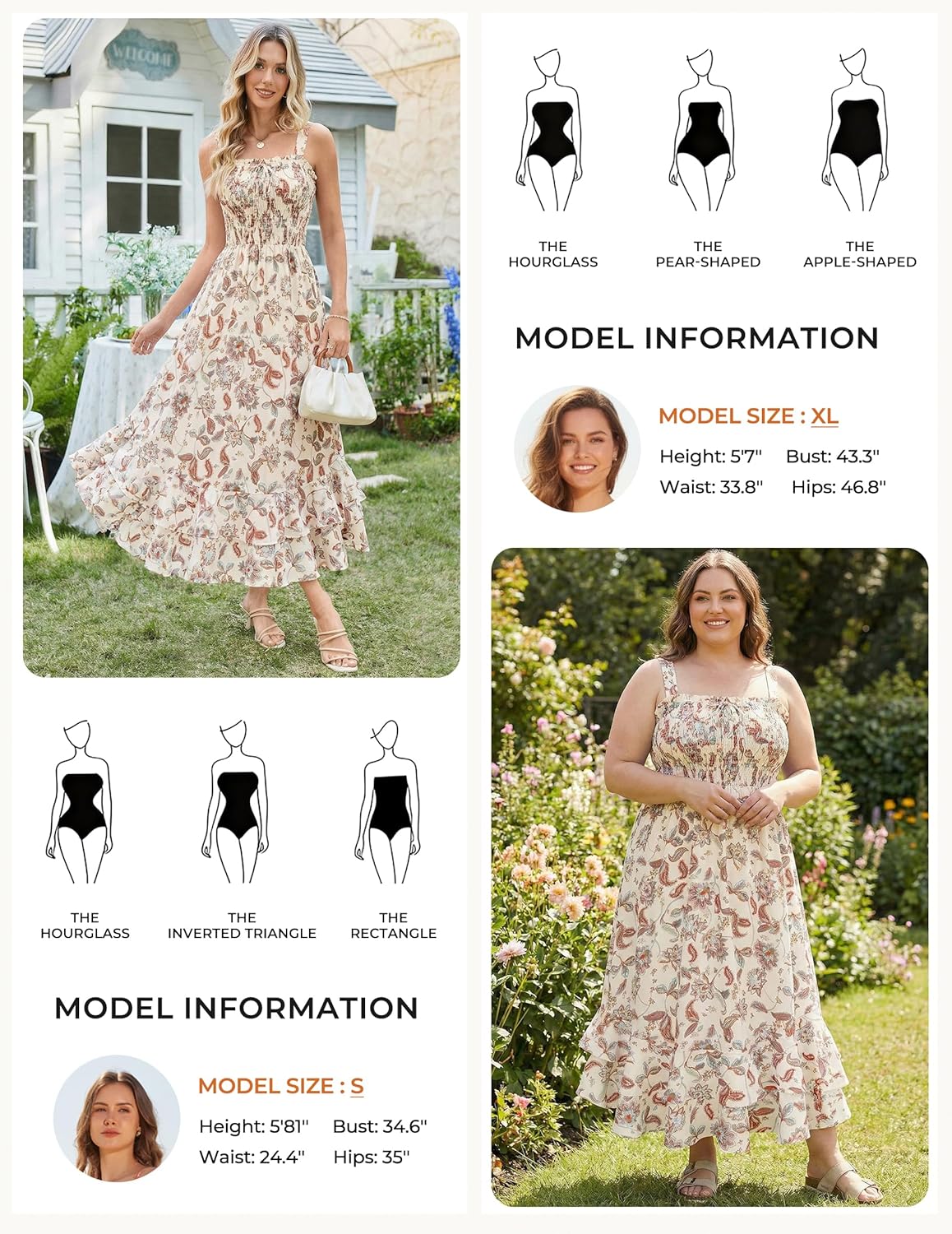 GRACE KARIN Women's Floral Boho Maxi Dress Square Neck Sleeveless