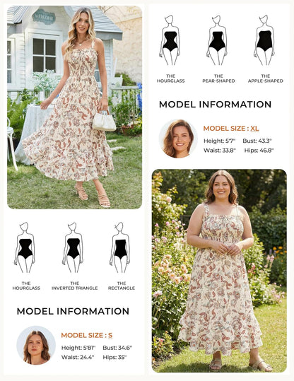 GRACE KARIN Women's Floral Boho Maxi Dress Square Neck Sleeveless