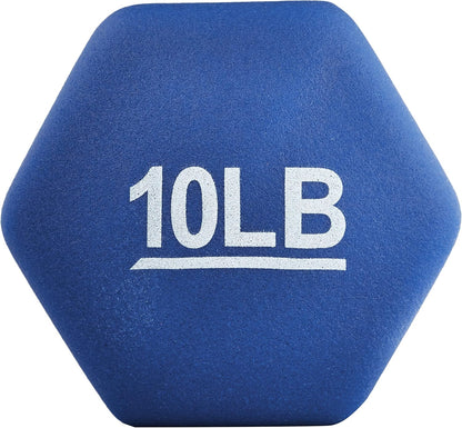 Neoprene Dumbbell Hand Weights for Exercise and Muscle Toning 10lb Pair Navy Blue