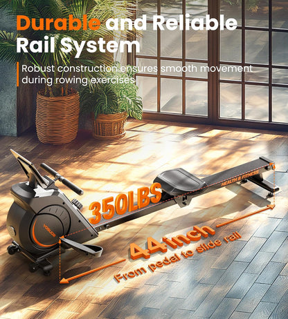 Magnetic Rowing Machine with 16 Resistance Levels and LCD Monitor
