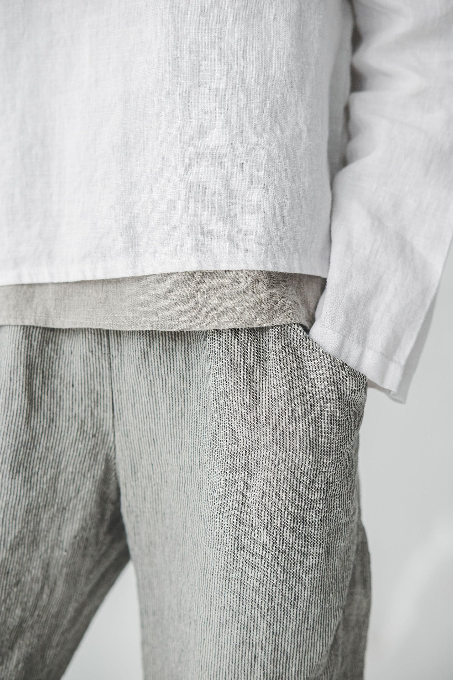 OldLinenMill Relaxed Trousers Soft Wash Elastic Waist Casual Pants