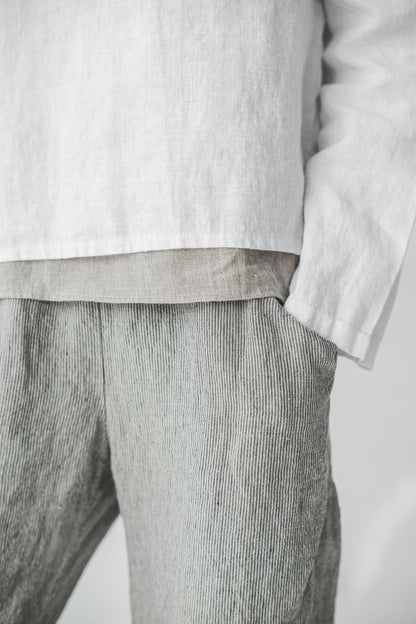 OldLinenMill Relaxed Trousers Soft Wash Elastic Waist Casual Pants