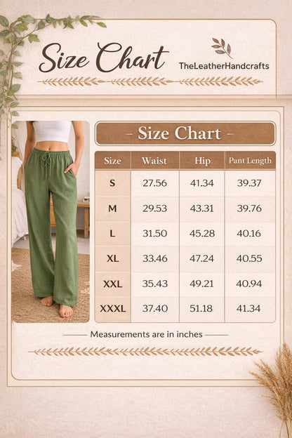 Linen Trousers Women Relaxed Fit Drawstring Wide Leg Pants
