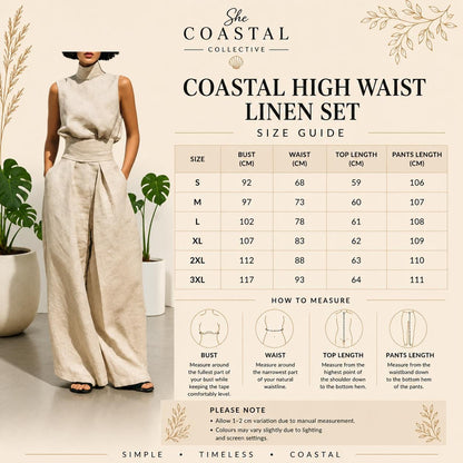 She Coastal Collective Sleeveless Linen Two Piece Wide Leg Set